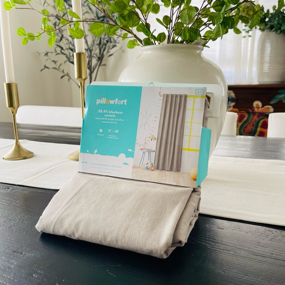 Pillowfort Gray Blackout Curtain NEW